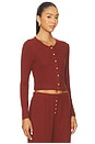 view 3 of 5 Pointelle Crop Cardigan in Cinnamon