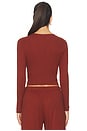 view 4 of 5 Pointelle Crop Cardigan in Cinnamon