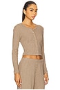 view 2 of 4 Pointelle Crop Cardigan in Beige Melange