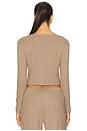 view 3 of 4 Pointelle Crop Cardigan in Beige Melange