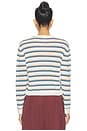 view 3 of 4 James Stripe Classic Crew in Parch, Choco & Leset Blue Stripe