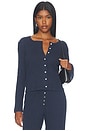 view 1 of 5 Pointelle Classic Cardigan in Midnight	Melange