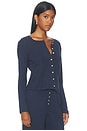view 2 of 5 Pointelle Classic Cardigan in Midnight	Melange