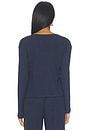 view 4 of 5 Pointelle Classic Cardigan in Midnight	Melange