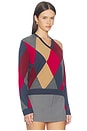 view 2 of 4 James Argyle Classic V Neck Pullover in Framboise	Argyle