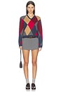 view 5 of 4 James Argyle Classic V Neck Pullover in Framboise	Argyle