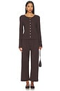 view 5 of 6 Pointelle Crop Wide Leg Pant in Chocolate