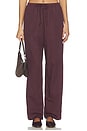 view 1 of 6 Yoshi Stripe Classic Tie Pant in Bordeaux & Rose Stripe