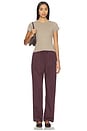 view 5 of 6 Yoshi Stripe Classic Tie Pant in Bordeaux & Rose Stripe