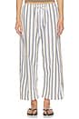 view 1 of 6 Yoshi Stripe Crop Drawstring Pant in Parch, Choco & Leset Blue Stripe