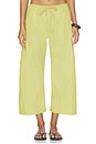 view 1 of 6 Yoshi Stripe Crop Drawstring Pant in Lemon & Chocolate Stripe