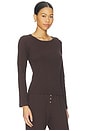 view 2 of 4 MANGA LARGA AJUSTADA DE PUNTO CALADO in Choco
