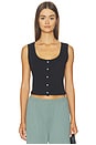 view 1 of 5 Pointelle Button Down Tank in Black