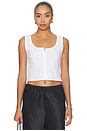 view 1 of 5 Pointelle Button Down Tank in White