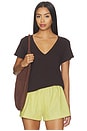 view 1 of 4 Laura V Neck Tee in Chocolate