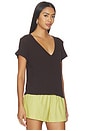 view 2 of 4 Laura V Neck Tee in Chocolate