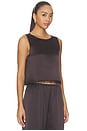 view 2 of 4 Barb Lace Crop Sleeveless Crew in Chocolate