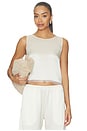 view 1 of 4 Barb Lace Crop Sleeveless Crew in Creme