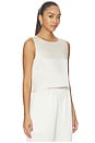 view 2 of 4 Barb Lace Crop Sleeveless Crew in Creme