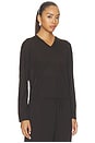 view 2 of 4 V NECK LONGSLEEVE TOP JAMES  in Chocolate