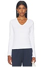 view 1 of 4 Nando Slim Long Sleeve V Neck Top in White