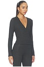 view 2 of 4 Lauren Crop Wrap Top in Charcoal