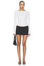 view 5 of 4 Pointelle Long Sleeve Bateau Top in White