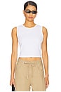 view 1 of 4 Pointelle Sleeveless Crew Top in White
