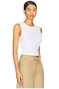 view 2 of 4 Pointelle Sleeveless Crew Top in White