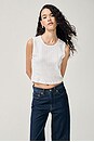 view 2 of 7 Pointelle Sleeveless Crew Top in White