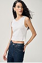 view 3 of 7 Pointelle Sleeveless Crew Top in White