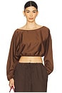 view 1 of 4 Yoko Blouson Top in Chocolate