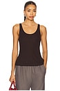 view 2 of 5 Rozzi Scoop Neck Tank in Chocolate
