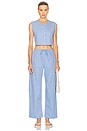 view 4 of 5 Yoshi Crewneck Vest in Ocean & Parchment Stripe