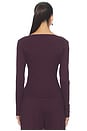 view 3 of 4 Pointelle Long Sleeve Scoop Neck in Dark Berry