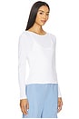 view 2 of 4 Pointelle Layered Long Sleeve Top in White