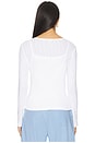 view 3 of 4 Pointelle Layered Long Sleeve Top in White