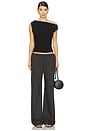 view 4 of 4 Lauren Ruched Asymmetrical Shoulder Top in Black