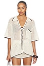 view 2 of 5 CAMISA DE MANGA CORTA CON BOTONES SALTY BLONDE in Cream & Espresso