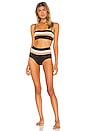 view 4 of 4 Rebel Stripe Bikini Top in Black, Cream & Chestnut