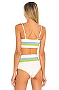view 3 of 4 Rebel Stripe Bikini Top in Cream, Sky Blue & Kiwi