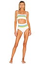 view 4 of 4 Rebel Stripe Bikini Top in Cream, Sky Blue & Kiwi