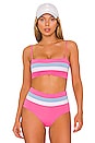 view 1 of 4 HAUT DE MAILLOT DE BAIN REBEL STRIPE in Bubble Gum, White, & Aura