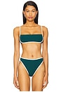 view 1 of 4 Hazel Bikini Top in Deep Teal & Cream