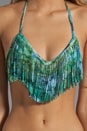 view 3 of 3 Audrey Fringe Halter in Viridian Skin in Multi