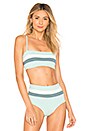 view 1 of 4 Rebel Stripe Bikini Top in Light Turquoise
