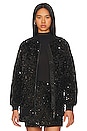 view 1 of 6 Grand Prix Long Bomber Jacket in Noir Cluster Shine