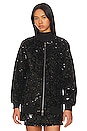 view 2 of 6 Grand Prix Long Bomber Jacket in Noir Cluster Shine