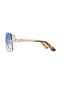 view 3 of 3 Parallel Universe Sunglasses in Gold & Sky Blue Grad