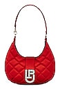 view 1 of 4 Cindy Baguette Bag in Satin Matellasse Red & Strass Crystal
